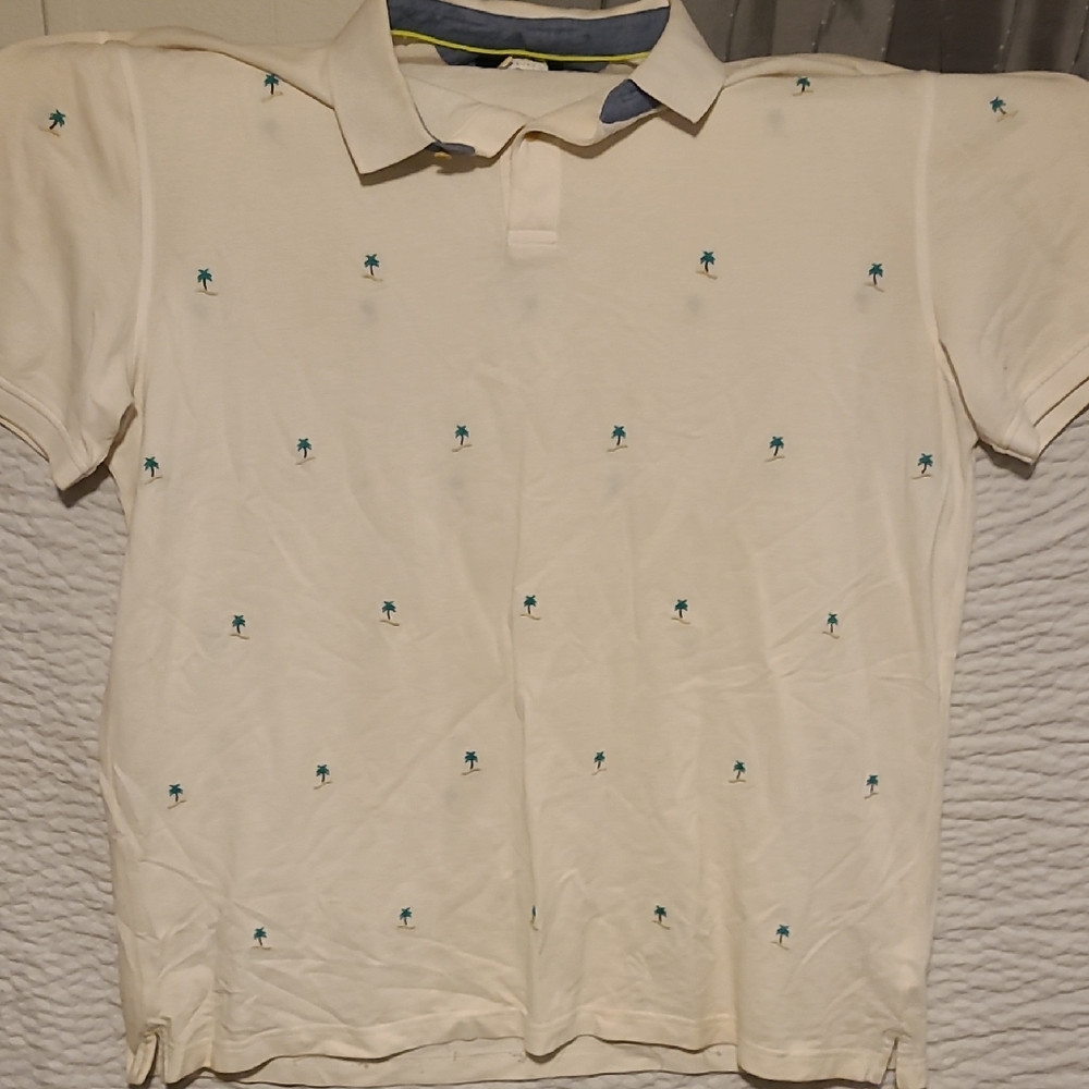Tommy Hilfiger White Polo Shirt with Green Palm Embroidery